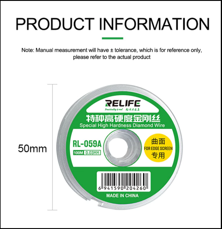 RL-059A Special High Hardness Diamond Wire Cutting Rope for Touch Screen LCD Separating Alloy Gold Molybdenum Wire