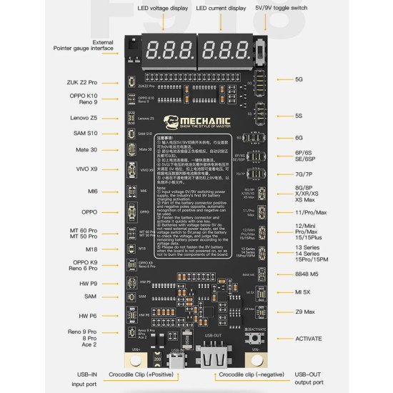 Mechanic F918 Battery Activation Board for iPhone & Android (IP5-15PM)